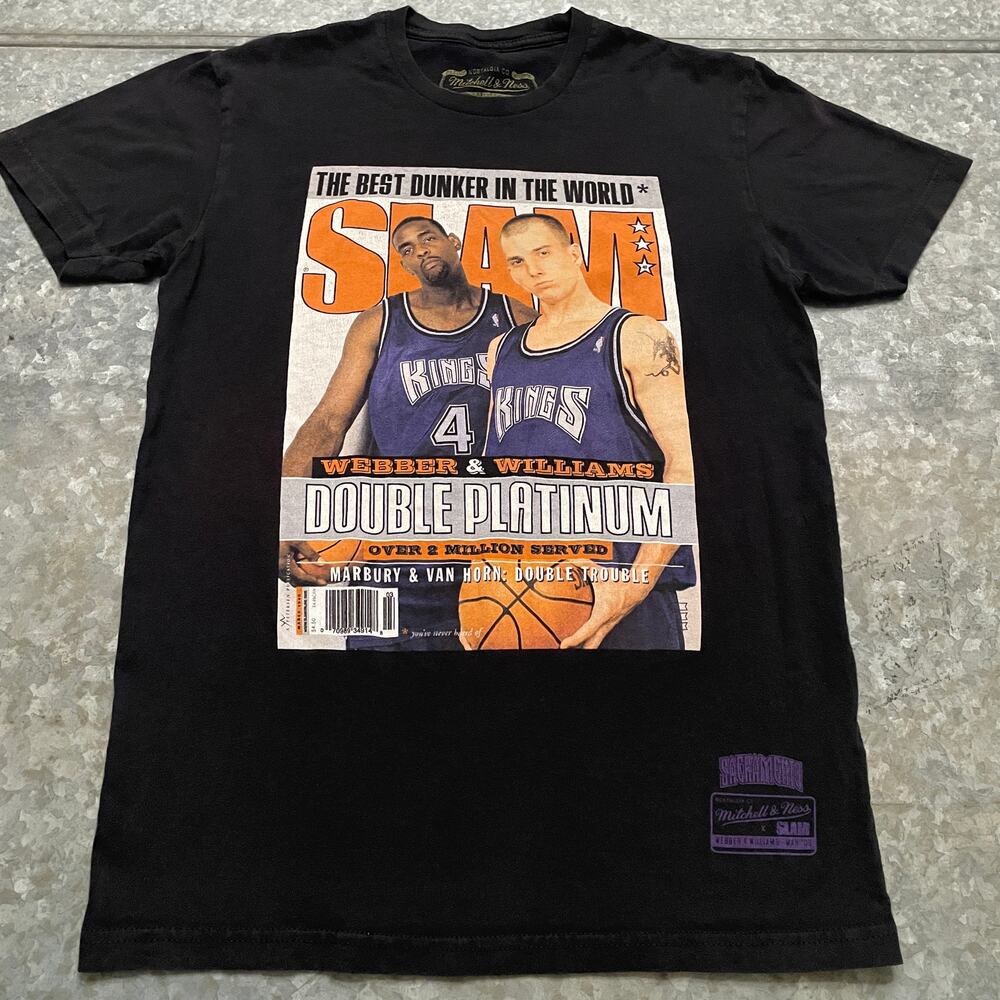 Sacramento Kings Chris Webber Jason Williams Slam Magazine 2000 Shirt Small Y2K